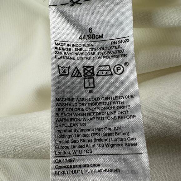 Banana Republic Dress Womens 6 White Cream Sleeveless Sheath Button Down Classic - Picture 6 of 10